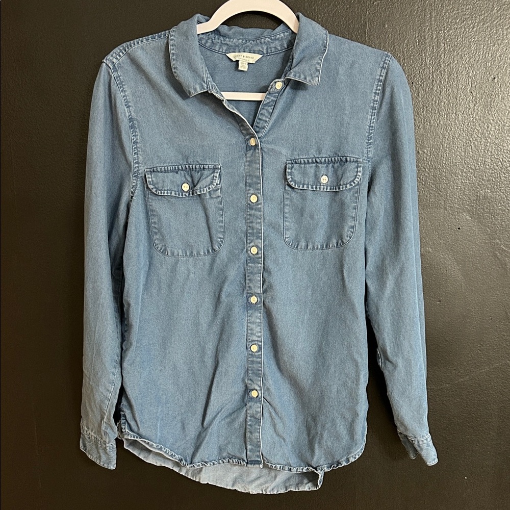 Lucky Brand Blue Button Down Long Sleeve Shirt Size M